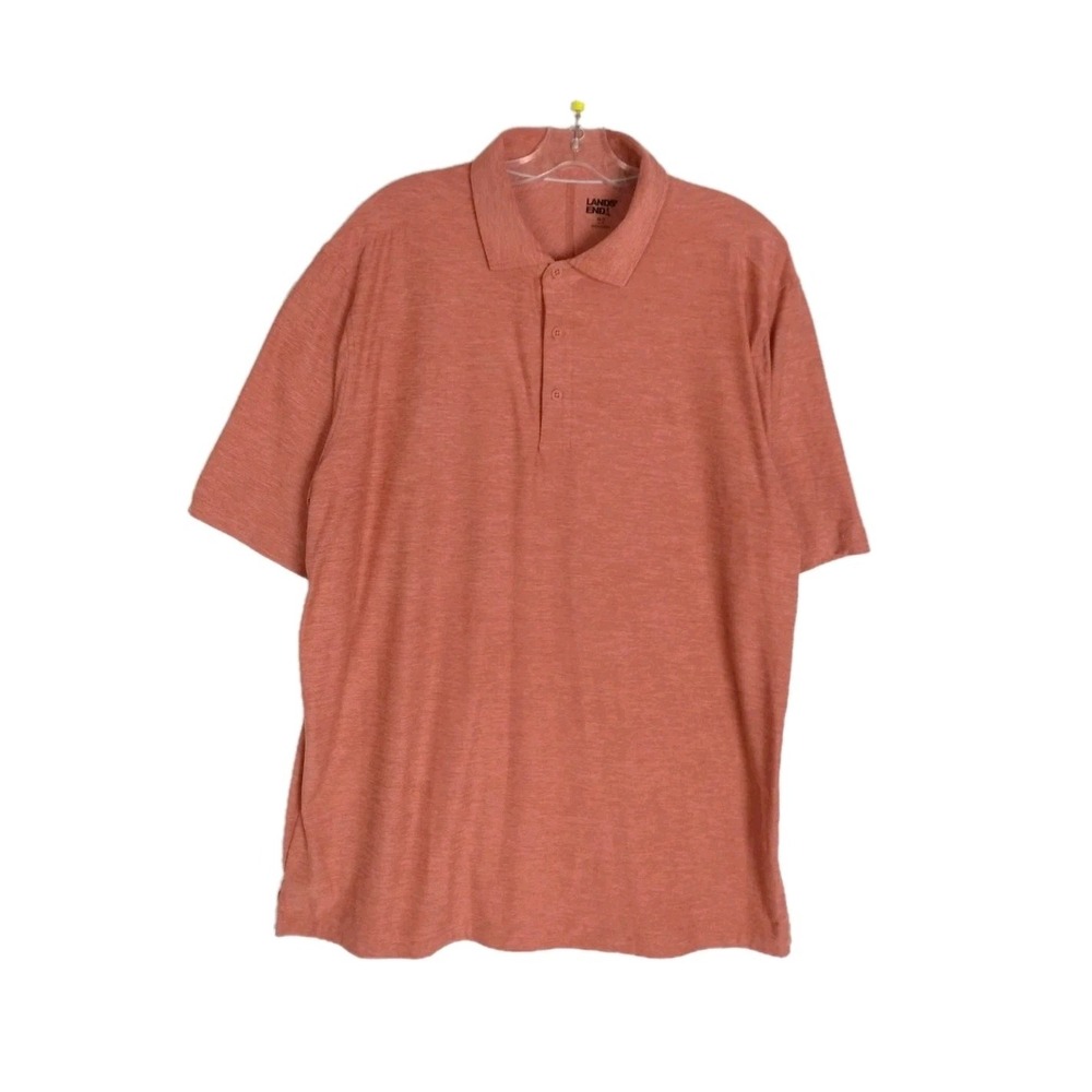 Men's Lands End OrangeShort Sleeve Soft Performance Hybrid Polo Shirt XL/T 46-48